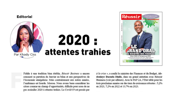 EDITORIAL : 2020, attentes trahies