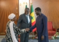 LE PRÉSIDENT DE LA COMMISSION DE L’UEMOA APRES SON AUDIENCE AVEC  PR BASSIROU D. D. FAYE